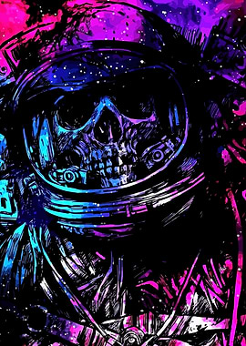 Astronaut Skull in Space Art