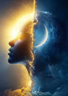 Day and Night Profile Portrait