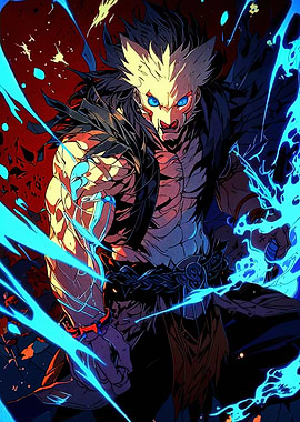 Fierce Warrior with Electric Aura