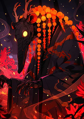 Mystical Creature in Dark Forest