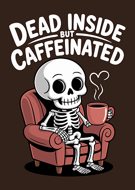 Dead Inside But Caffeinated Skeleton