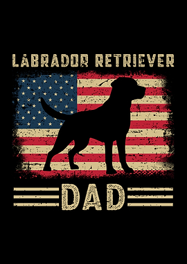 Labrador Retriever Dad American Flag