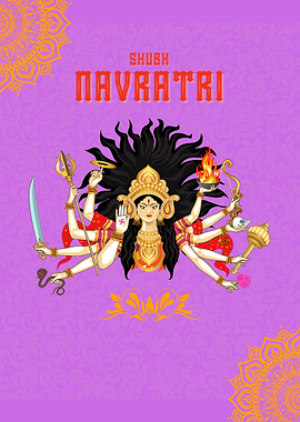 Shubh Navratri Goddess Illustration