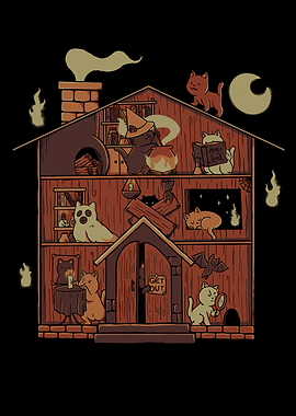 Haunted House Cat Ghost Blackmagic