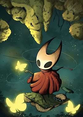 Hollow Knight and Glowing Butterflies