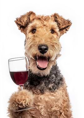 Lakeland Terrier with Wine Glass