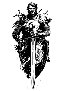 Black and White Knight Illustration