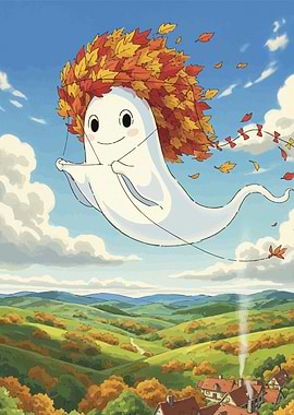 Autumn Ghost Flying Over Landscape Halloween2025