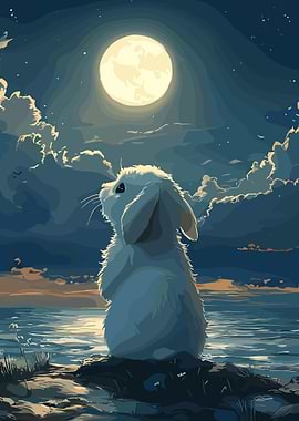 Rabbit Gazing at the Moon