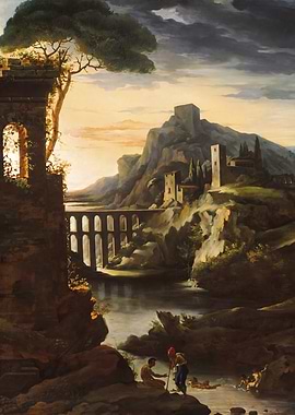 Evening: Landscape with an Aqueduct by Théodore Géricault
