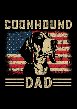 Coonhound Dad American Flag Graphic