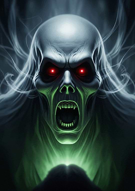 Screaming Undead Horror with Red Eyes