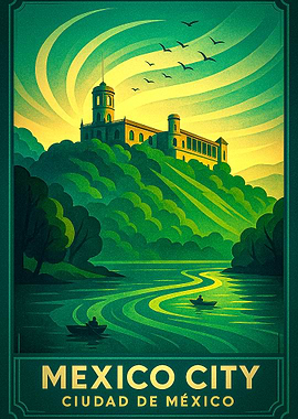 Mexico City Travel Poster Art Deco