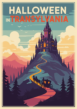 Halloween in Transylvania Vintage Poster
