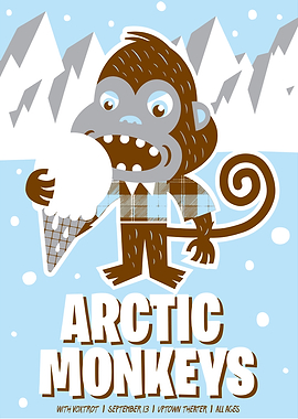 Arctic Monkeys Poster with Cartoon Monkey