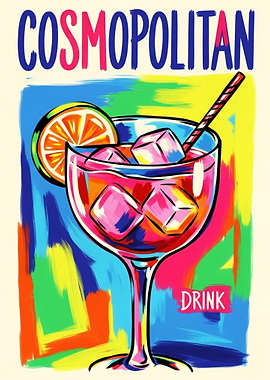 Cosmopolitan Cocktail Drink Colorful Art