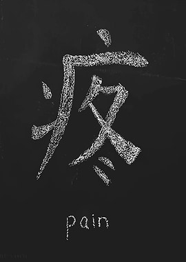 Pain Kanji Chalkboard Art