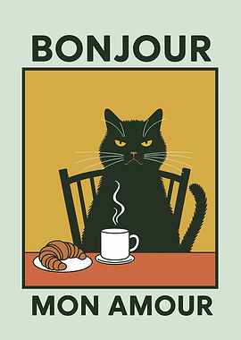 Bonjour Mon Amour Cat Breakfast