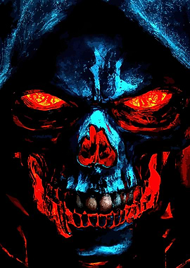 Grim Reaper Skull with Glowing Eyes