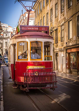 Vintage Tram in Lisbon, Portugal