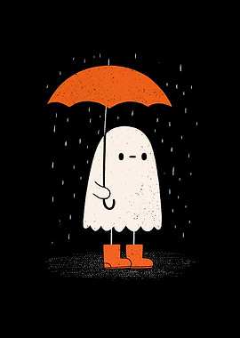 Ghost in the Rain with Umbrella