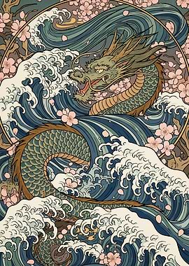 Dragon Waves Cherry Blossoms