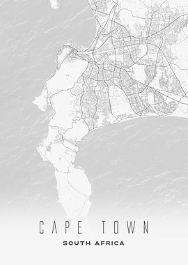 Minimalist Map of Cape Town - Modern South Africa City Wall Art