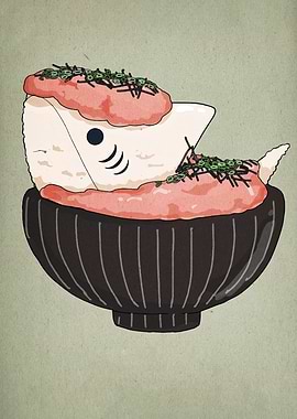 Shark Rice Bowl Illustration