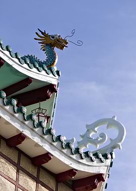 Chinese Dragon on Temple Roof