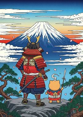 Samurai Cats Mount Fuji