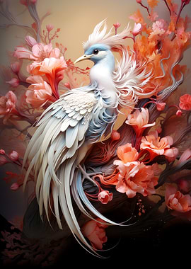 Elegant Bird with Floral Adornments