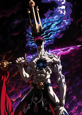 Anime Villain with Crown and Sword