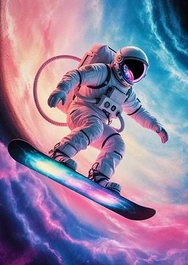 Astronaut Snowboarding in Space