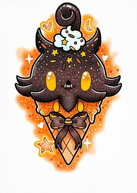 Cute Halloween Ice Cream Monster Art