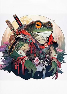 Frog Samurai with Swords and Kimono