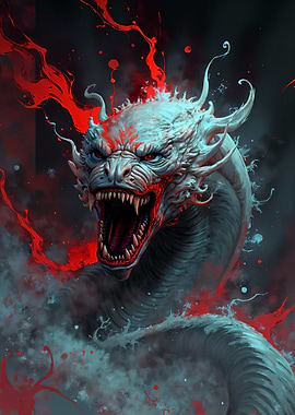 Fearsome Dragon with Red Splatters