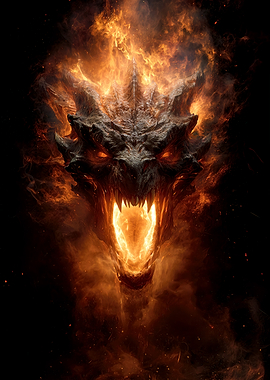 Fiery Red Dragon Head
