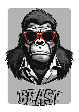 Cool Gorilla with Red Sunglasses