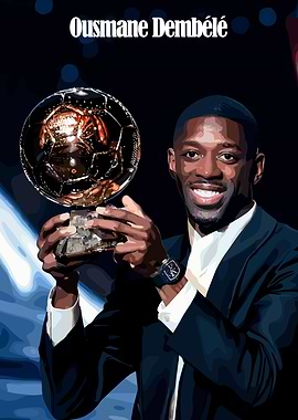 Ousmane Dembélé with Ballon d'Or