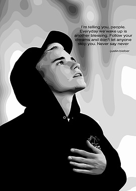 Justin Bieber Monochrome Inspirational Portrait