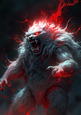 Albino Werewolf with Red Accents