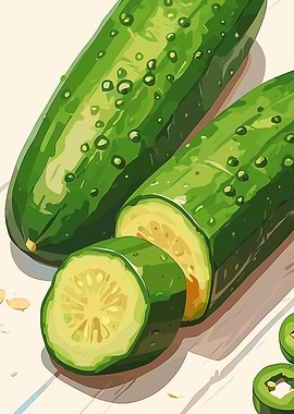 Fresh Cucumbers Still Life