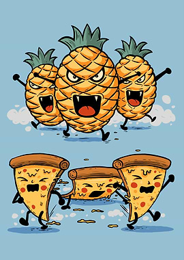 Pineapples vs Pizza Cartoon Battle