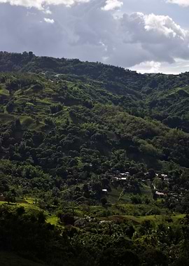 Lush Green Mountainous Landscape with Village