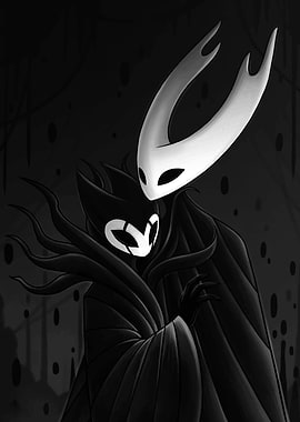 Hollow Knight characters in monochrome art