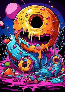Melting Donut Cartoon