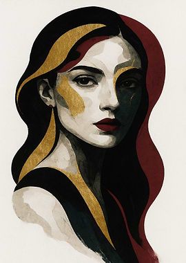 Elegant Woman Portrait with Gold Accents