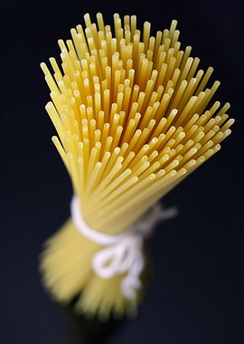 Bundle of uncooked spaghetti