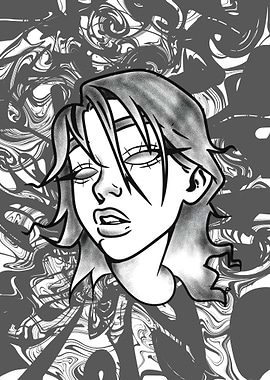 Monochrome Portrait with Abstract Background