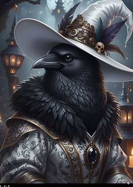 Raven Wizard with Hat and Robe